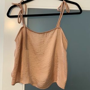 Kendall & Kylie bow tie silk pink top